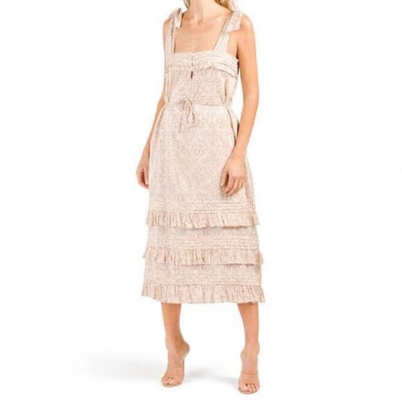 Cleobella Dresses & Skirts - NWT Cleobella Zane Beige Tie Shoulder‎ Midi Dress Medium
